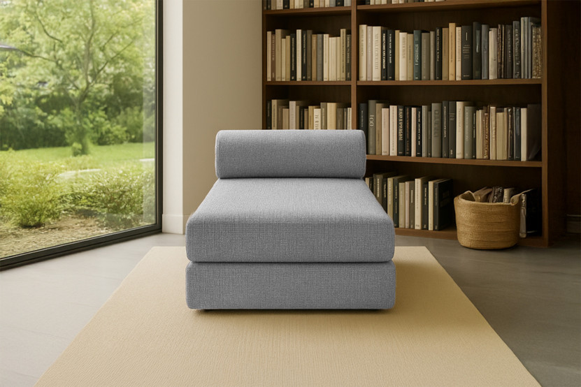 Méridienne convertible et modulable - Tissu tweed Gris