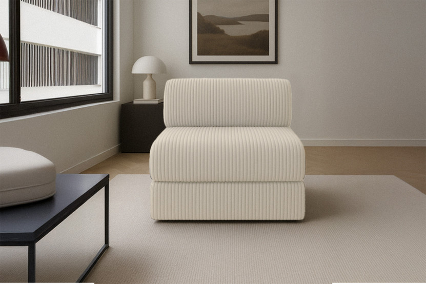 Fauteuil convertible et modulable - Velours côtelé XL Blanc