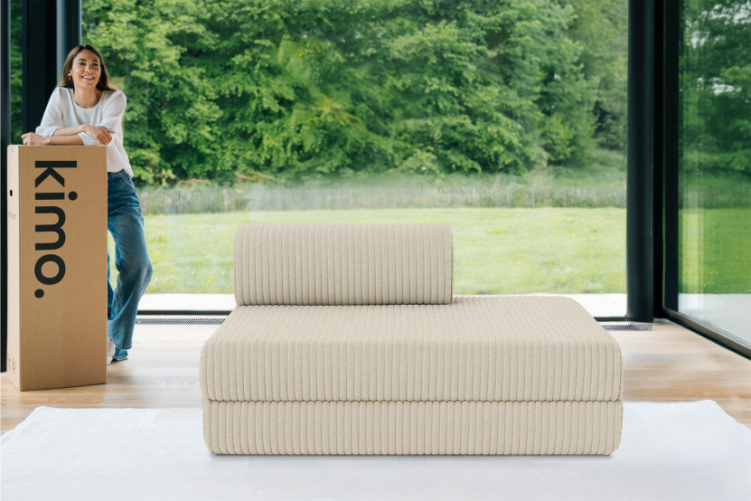 Canapé 2 places convertible et modulable - Velours côtelé XL Beige