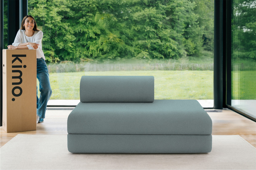 Canapé 2 places convertible et modulable - Tissu lisse Vert