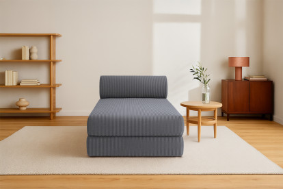 Méridienne convertible et modulable - Velours côtelé Gris