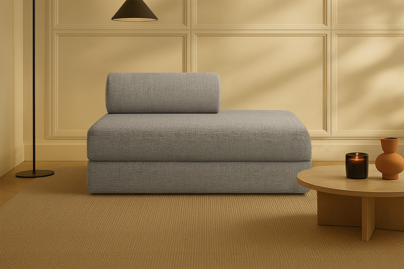 Canapé 2 places convertible et modulable - Tissu tweed Gris