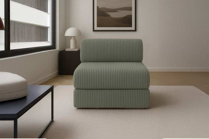 Fauteuil convertible et modulable - Velours côtelé XL Vert