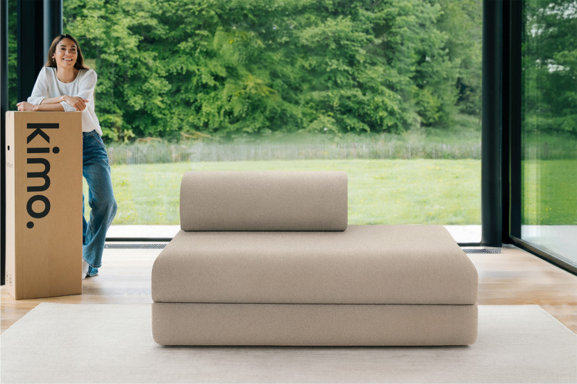 Canapé 2 places convertible et modulable - Tissu lisse Taupe
