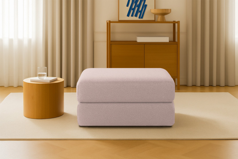 Pouf convertible et modulable - Tissu lisse Rose