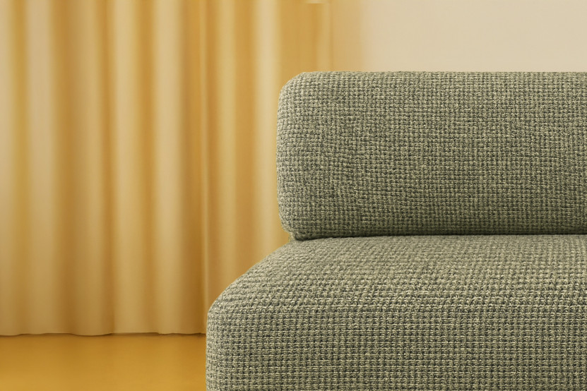 Canapé 3 places - 2 modules convertibles : Canapé 2 places + Fauteuil - Tissu tweed Vert