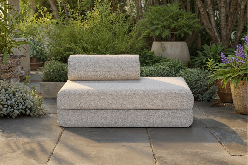 Canapé 2 places convertible et modulable - Tissu extérieur Gris