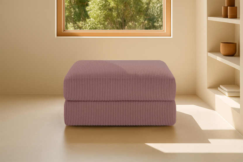 Pouf convertible et modulable - Velours côtelé Rose