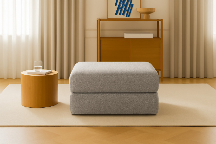 Pouf convertible et modulable - Tissu lisse Gris clair
