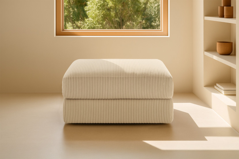 Pouf convertible et modulable - Velours côtelé Beige