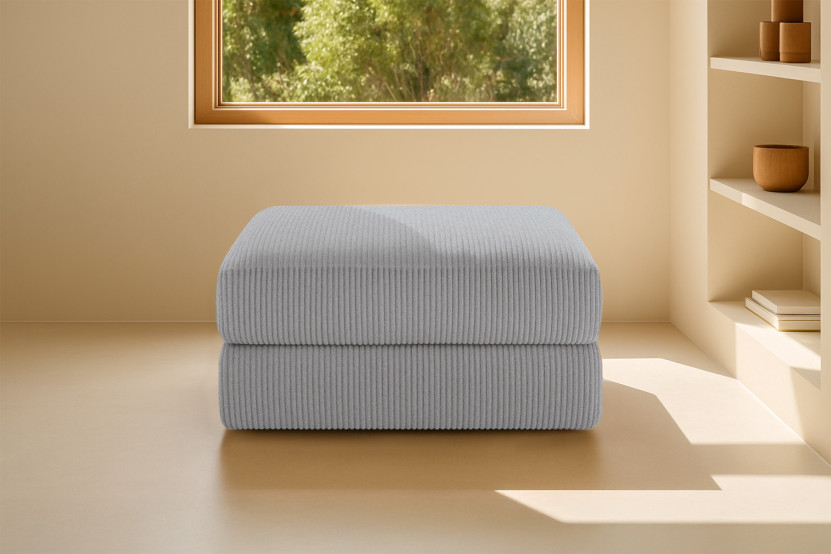 Pouf convertible et modulable - Velours côtelé Gris clair