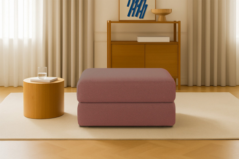 Pouf convertible et modulable - Tissu lisse Terracotta