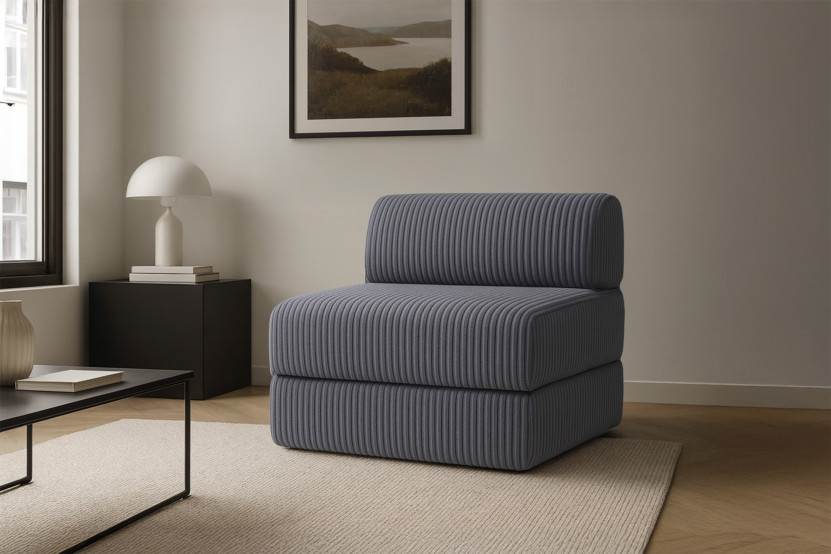 Fauteuil convertible et modulable - Velours côtelé XL Gris