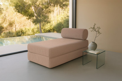 Méridienne convertible et modulable - Velours côtelé XL Marron