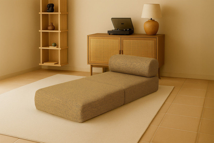 Fauteuil convertible et modulable - Tissu tweed Jaune