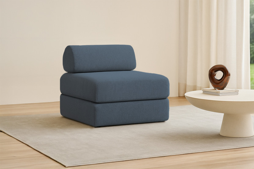 Fauteuil convertible et modulable - Tissu lisse Bleu