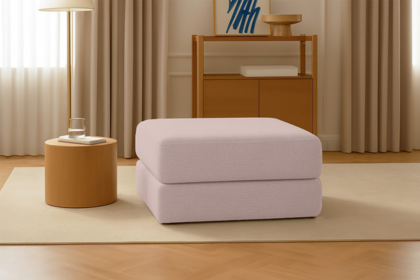 Pouf convertible et modulable - Tissu lisse Rose