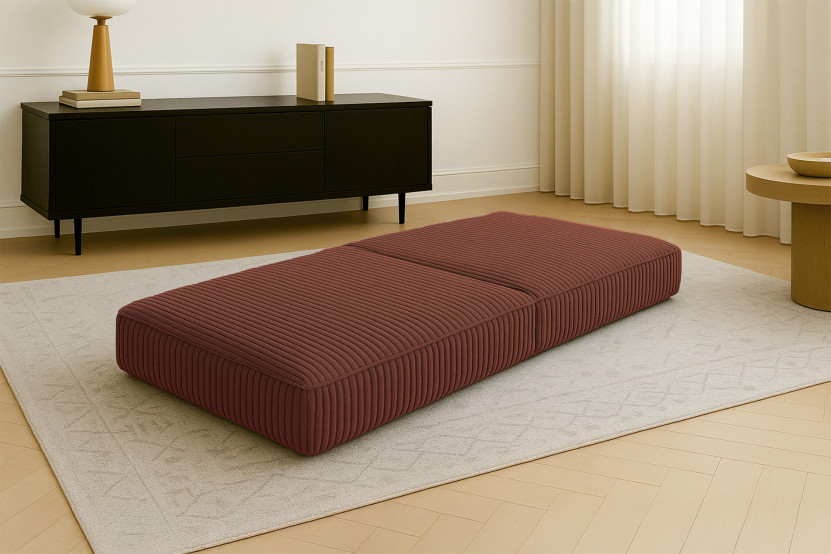 Pouf convertible et modulable - Velours côtelé XL Terracotta