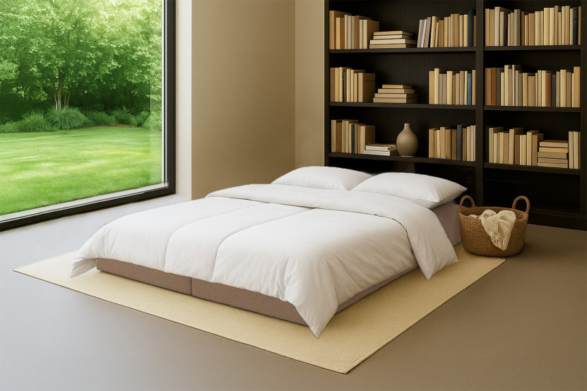 Méridienne convertible et modulable - Tissu tweed Marron