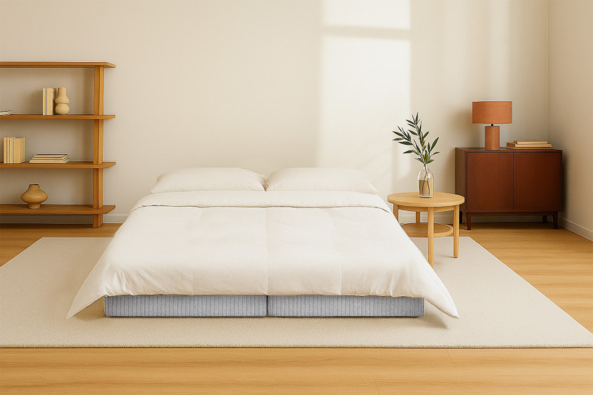 Méridienne convertible et modulable - Velours côtelé Gris clair