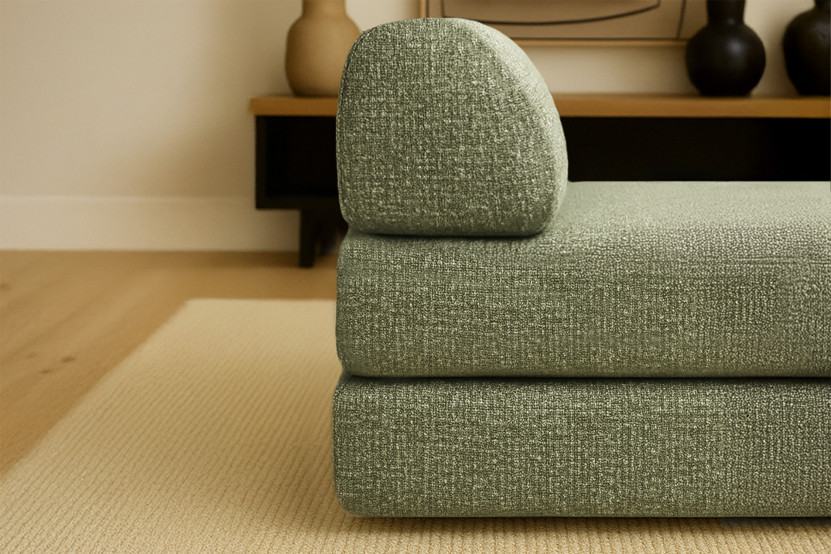 Méridienne convertible et modulable - Tissu tweed Vert