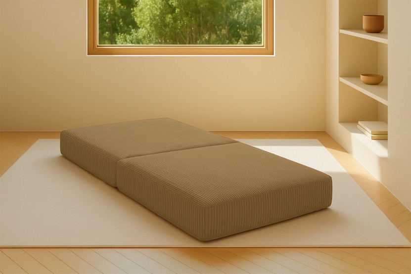 Pouf convertible et modulable - Velours côtelé Jaune