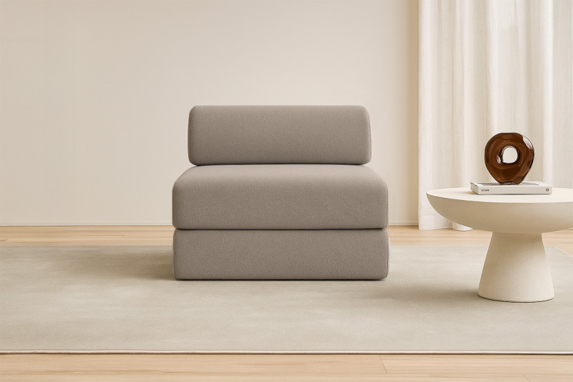 Fauteuil convertible et modulable - Tissu lisse Taupe