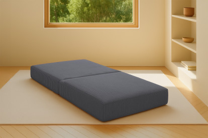 Pouf convertible et modulable - Velours côtelé Gris