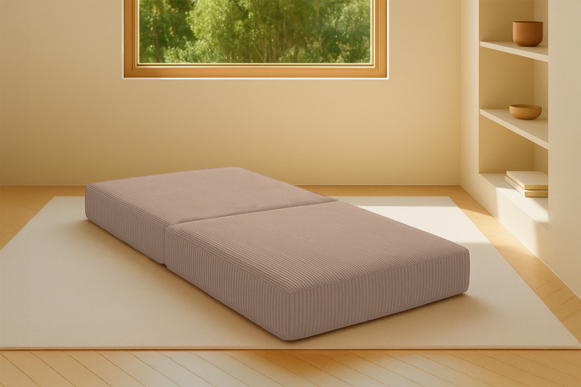 Pouf convertible et modulable - Velours côtelé Taupe