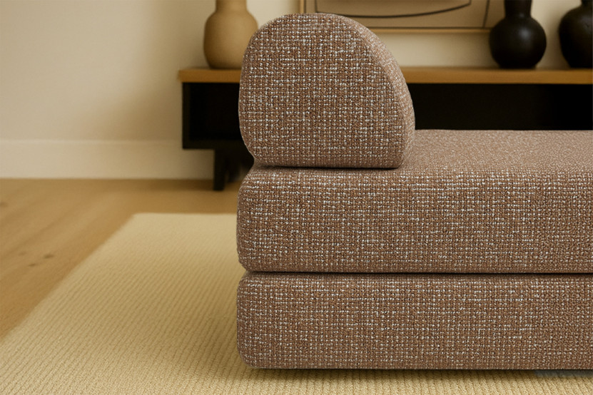 Méridienne convertible et modulable - Tissu tweed Marron