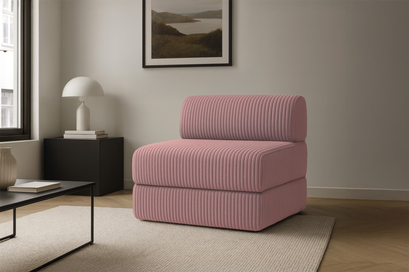 Fauteuil convertible et modulable - Velours côtelé XL Rose