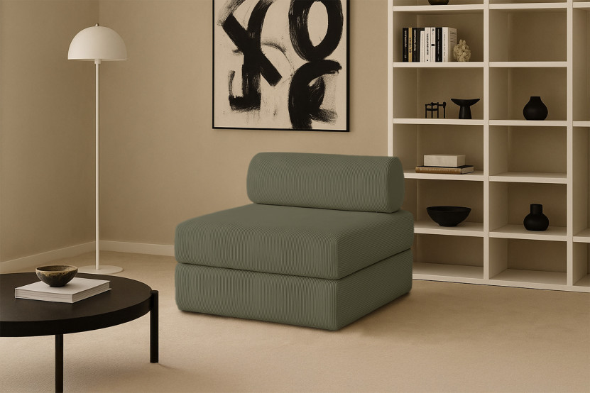 Fauteuil convertible et modulable - Velours côtelé Vert