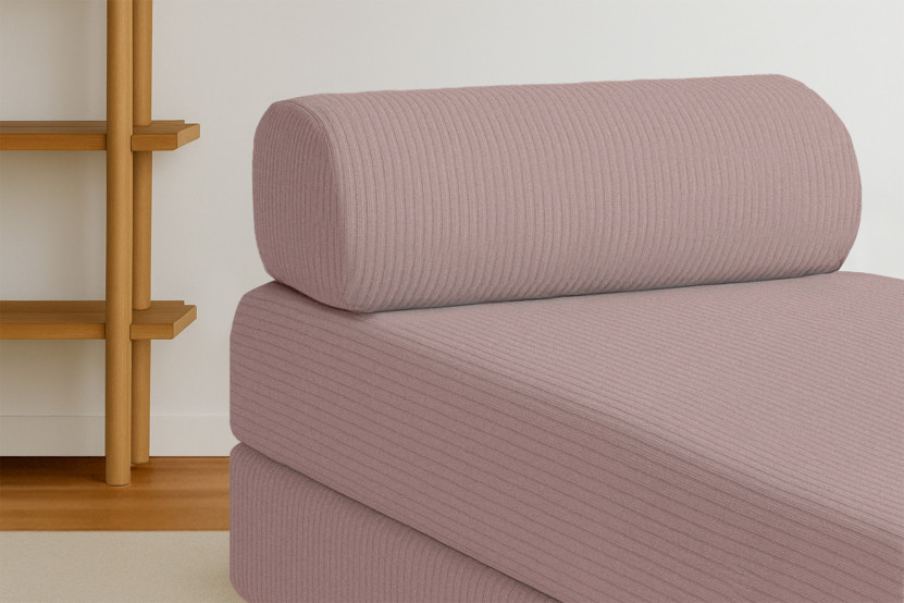 Méridienne convertible et modulable - Velours côtelé Rose pâle
