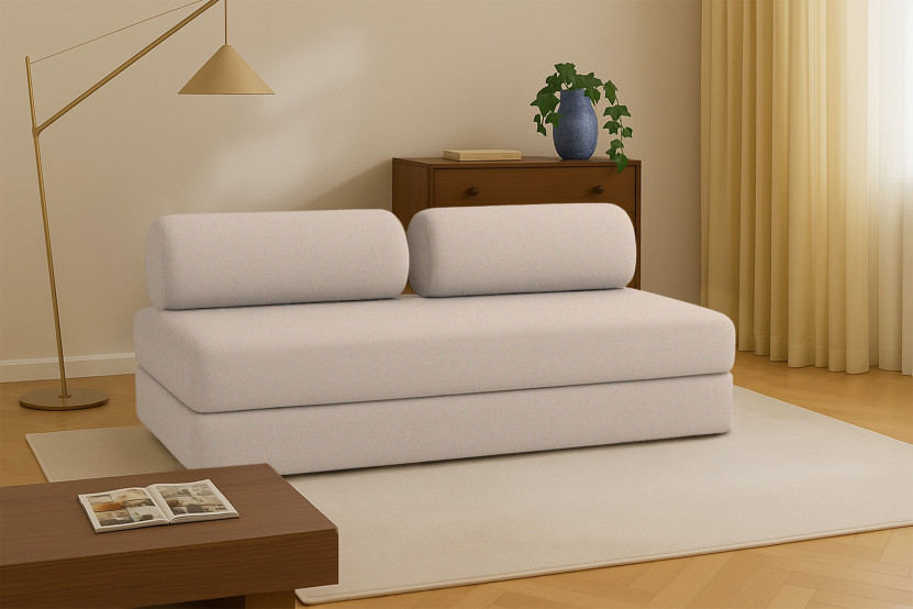 Canapé 3 places convertible et modulable - Tissu lisse Beige