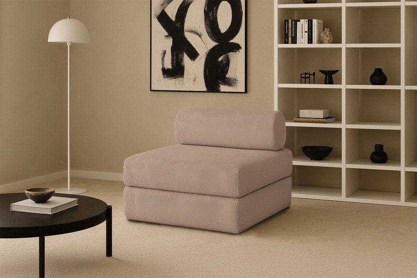 Fauteuil convertible et modulable - Velours côtelé Taupe