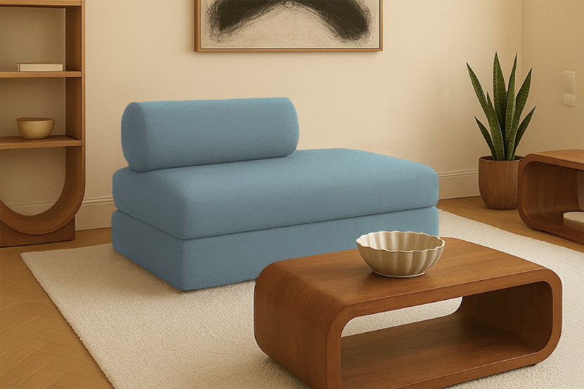 Canapé 2 places convertible et modulable - Tissu lisse Vert