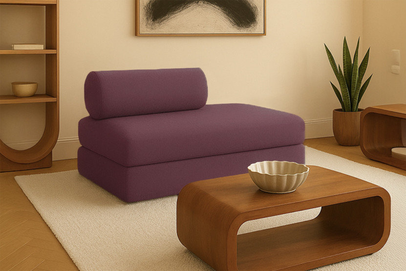 Canapé 2 places convertible et modulable - Tissu lisse Rouge