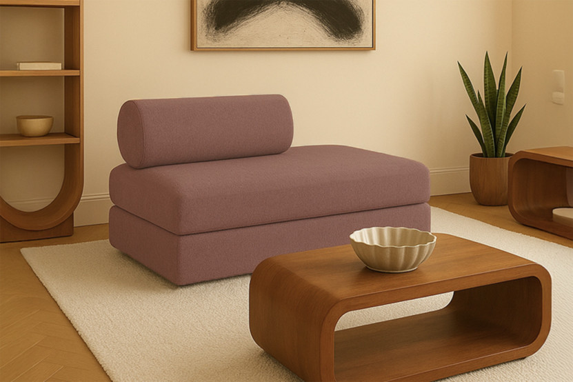 Canapé 2 places convertible et modulable - Tissu lisse Terracotta