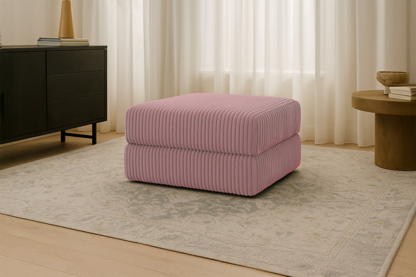 Pouf convertible et modulable - Velours côtelé XL Rose