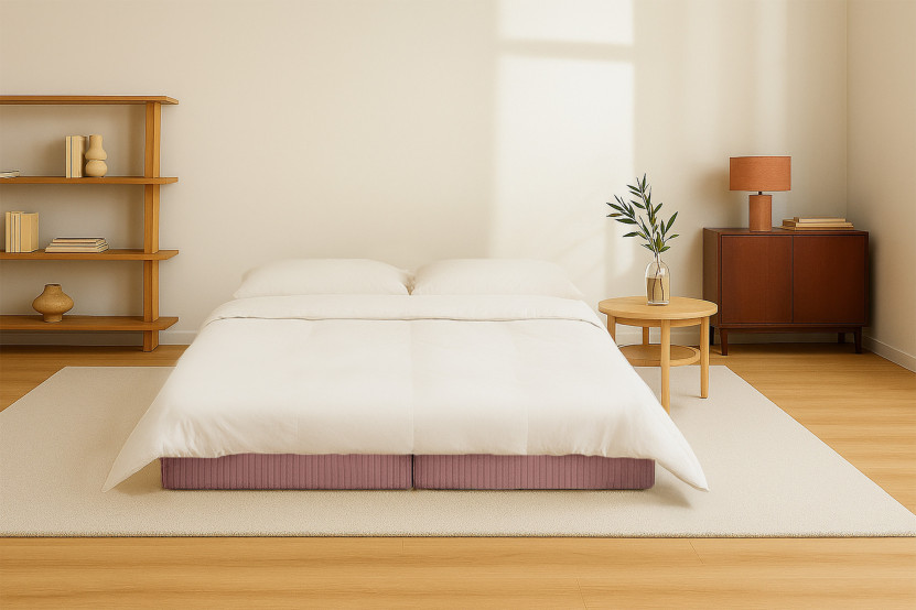 Méridienne convertible et modulable - Velours côtelé Rose