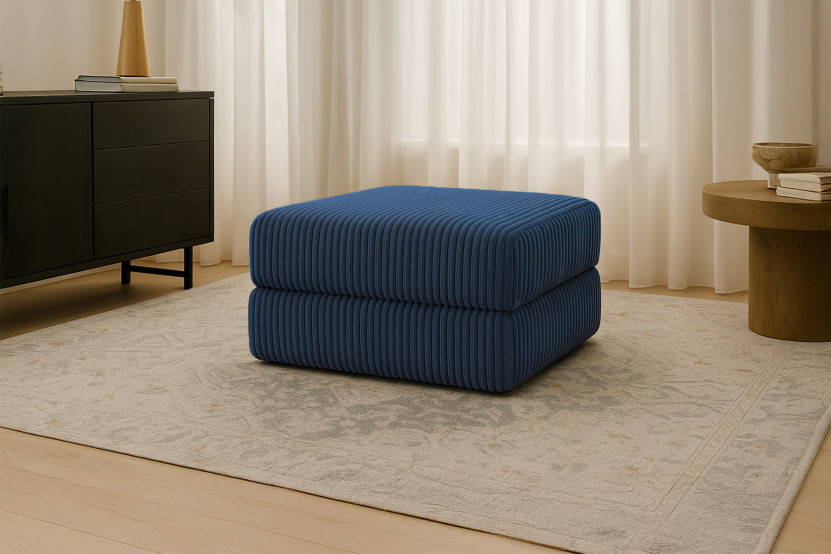 Pouf convertible et modulable - Velours côtelé XL Bleu