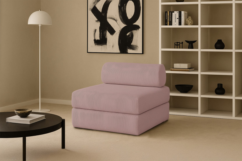 Fauteuil convertible et modulable - Velours côtelé Rose pâle