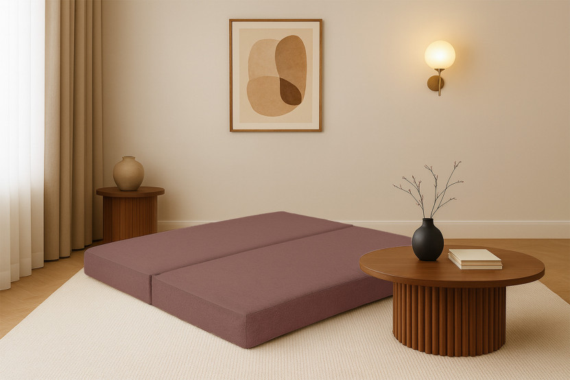 Méridienne convertible et modulable - Tissu lisse Terracotta