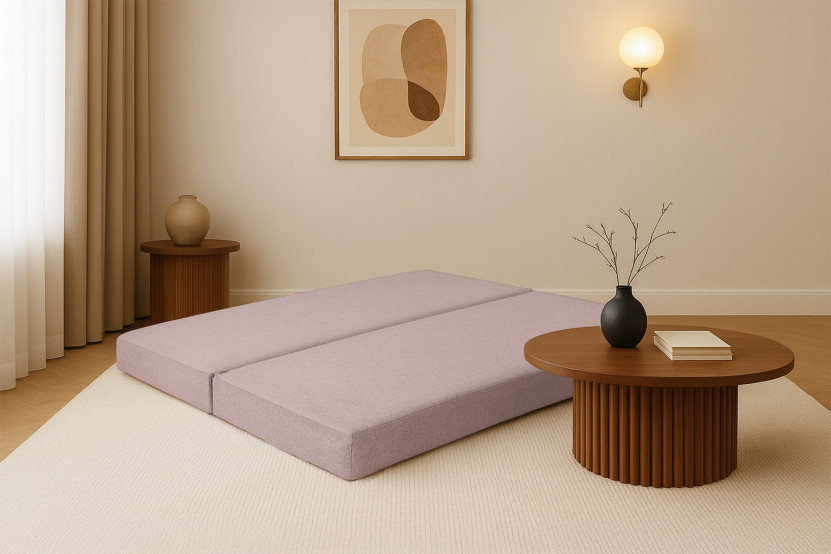 Méridienne convertible et modulable - Tissu lisse Rose