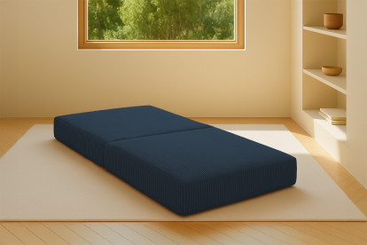 Pouf convertible et modulable - Velours côtelé Bleu