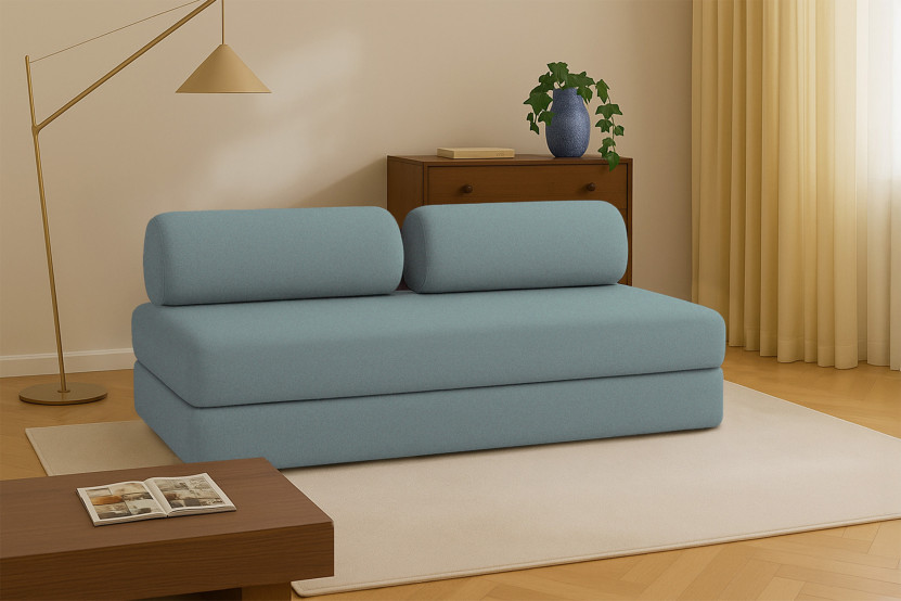 Canapé 3 places convertible et modulable - Tissu lisse Vert