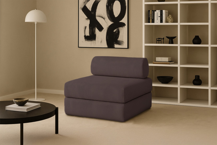 Fauteuil convertible et modulable - Velours côtelé Marron