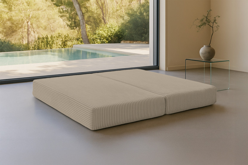 Méridienne convertible et modulable - Velours côtelé XL Taupe