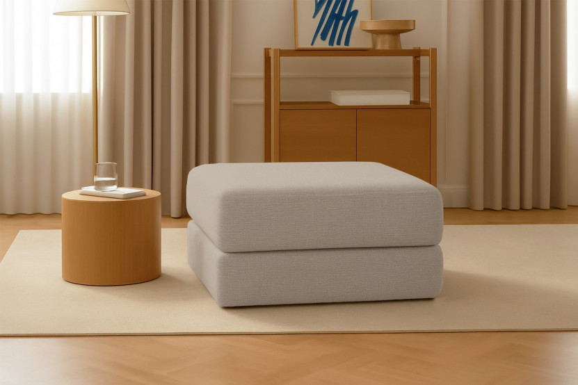 Pouf convertible et modulable - Tissu lisse Taupe