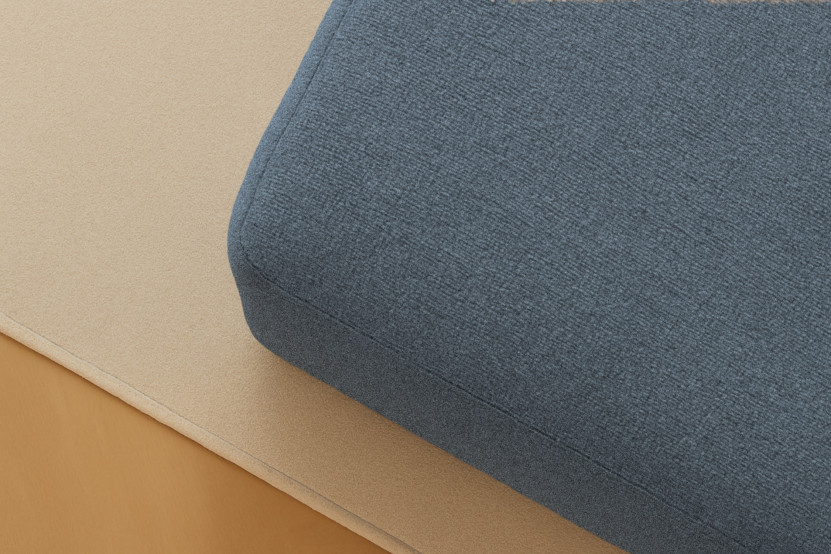 Pouf convertible et modulable - Tissu lisse Bleu